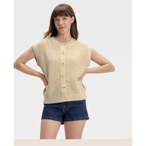 Universal Thread Pointelle Oversized Sweater Vest Tan Women’s S